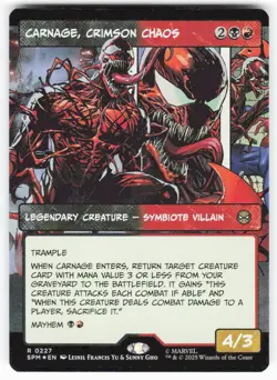 Carnage, Crimson Chaos (Borderless) 227 Marvel's Spider-Man NM R Foil - Image 1