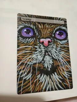 Hand Painted MTG Swamp Cat Alter - Image 1