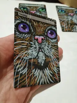 Hand Painted MTG Swamp Cat Alter - Image 3