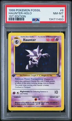 Haunter 1st Edition 6/62 PSA 8 NM-MT Pokemon Fossil 1st-Ed Holo Rare - Image 1