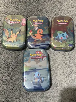 POKEMON TCG Kanto Friends Mini Tins x4 - 8 Booster Packs BRAND NEW - Image 1