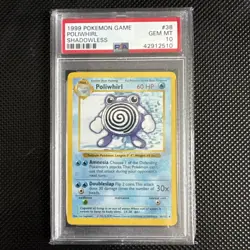Pokemon PSA 10 Shadowless Base Set Poliwhirl 38/102 GEM MINT - Image 1