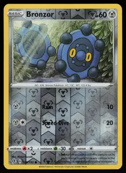 BRONZOR 129/192 COMMON REBEL CLASH POKEMON REVERSE HOLO NM/M - Image 1