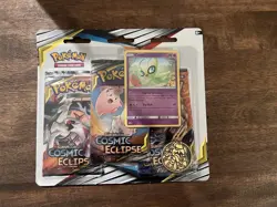 Pokemon Sun & Moon Cosmic Eclipse 3 Pack Blister Booster Sealed Celebi Promo Tcg - Image 1