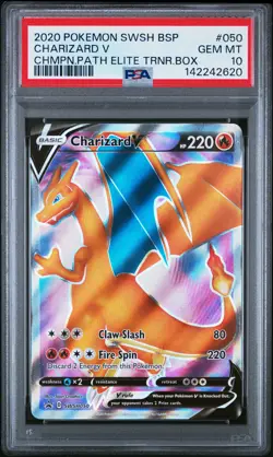 2020 POKEMON SWSH BLACK STAR PROMO #050 CHARIZARD V PSA 10 - Image 1