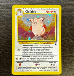 POKEMON TCG - BASE SET 2 CLEFABLE HOLO UNLIMITED RARE CARD 5/130 LP MP - Image 1