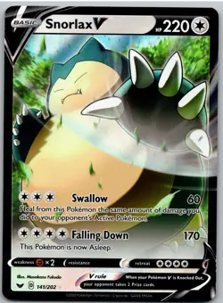 Snorlax V 141/202 Holo V Rare Sword & Shield Pokemon NM - Image 1