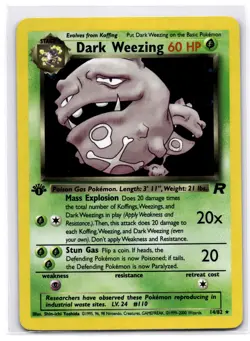 DARK WEEZING 14/82 HOLO RARE TEAM ROCKET POKEMON 1ST EDITION HOLO LIGHTLY PLAYED - Image 1