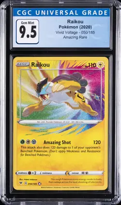 2020 POKEMON VIVID VOLTAGE AMAZING RARE #050/185 RAIKOU CGC 9.5 - Image 1