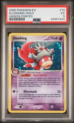 2005 POKEMON EX UNSEEN FORCES #14 SLOWKING-HOLO PSA 5 - Image 1