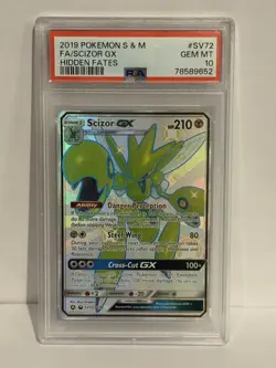 Pokemon Sun & Moon Hidden Fates Shiny Scizor GX SV72 PSA 10 GEM MINT - Image 1