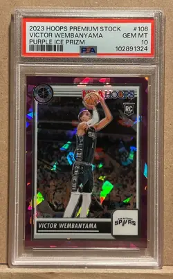 2023-24 Panini NBA Hoops Premium Stock Victor Wembanyama #108 Purple Ice RC /149 - Image 1