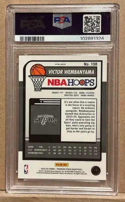 2023-24 Panini NBA Hoops Premium Stock Victor Wembanyama #108 Purple Ice RC /149 - Image 2