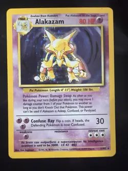 Pokemon Card Alakazam Base Set Holo 1/102 WOTC Vintage Original - Image 1