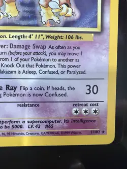 Pokemon Card Alakazam Base Set Holo 1/102 WOTC Vintage Original - Image 4