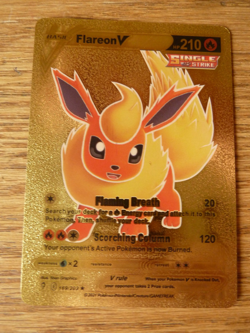 Flareon V Basic Gold Foil Textured Display Pokemon Card NM/M HP210 - Image 1