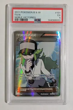 Pokemon N Full Art 101/101 Noble Victories Ultra Rare Holo PSA 5 Trainer Card - Image 1