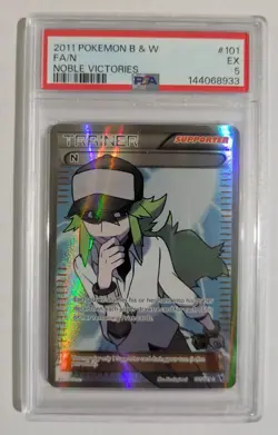 Pokemon N Full Art 101/101 Noble Victories Ultra Rare Holo PSA 5 Trainer Card - Image 2