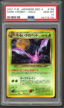 Pokemon Cards - PSA 10 Dark Crobat 169 - Japanese Neo - GEM MT - PSA10 - Image 1