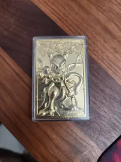 1999 Pokemon Mewtwo Gold Bar Card Limited Edition Burger King Gold Plated - Image 1