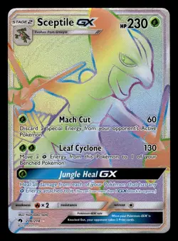 Sceptile GX 216/214 Hyper Rainbow Rare Lost Thunder Pokemon Card - Image 1