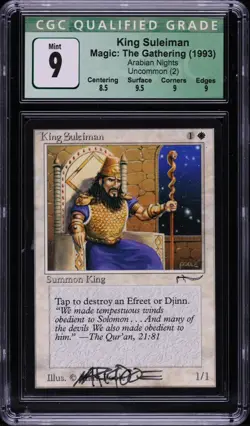 1993 MTG Arabian Nights King Suleiman SIGNED CGC 9 MINT (8.5/9.5/9/9) - Image 1