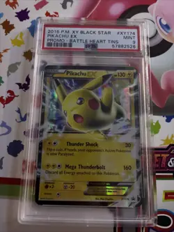 Pokemon Pikachu EX Battle Heart Tins Black Star Holo Promo XY174 PSA 9 Mint - Image 3