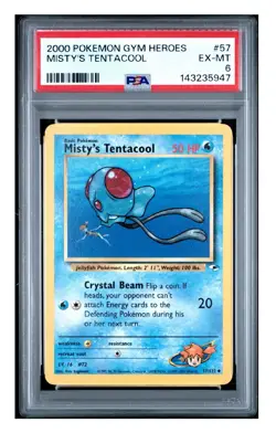 PSA 6 2000 POKEMON GYM HEROES MISTY'S TENTACOOL 57 - Image 1