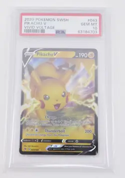 PSA 10 Pikachu V #043 2020 Pokemon SWSH Vivid Voltage Karte - Image 1