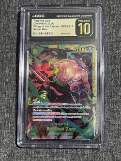 One Piece Wings of the Captain OP06-118 Roronoa Zoro Secret Rare CGC 10 PRISTINE - Image 1