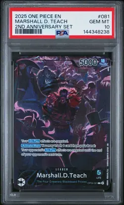2025 ONE PIECE OP09 081 MARSHALL D TEACH ENGLISH 2ND ANNIVERSARY SET PSA 10 - Image 1