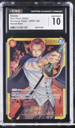 Shanks OP01-120 PRB-01Secret Rare ENGLISH One Piece CGC GEM MINT 10 - Image 1