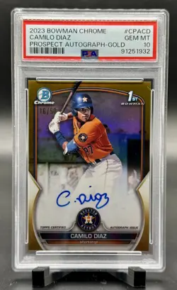 2023 Bowman Chrome Camilo Diaz 1st Gold Refractor Auto /50 PSA 10 - Astros - Image 1