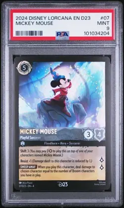 Disney Lorcana TCG: Mickey Mouse Playful Sorcerer D23 Promo PSA 9 Mint - Image 1
