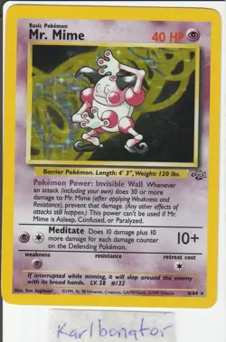 MP - Pokemon TCG, 1999 Base Set, Mr. Mime Jungle 22/64 - Image 1