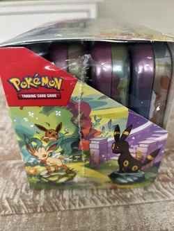 Pokemon TCG Prismatic Evolutions Mini Tin Display Case | 8 Tins / Factory Sealed - Image 2