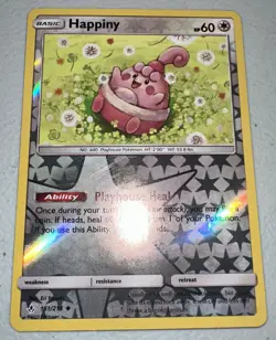 Happiny 161/214 Reverse Holo Sun Moon Unbroken Bonds Happy Baby Pokemon Card - Image 1