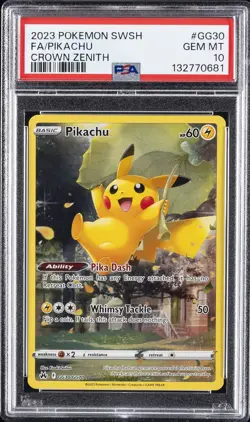 2023 POKEMON SWORD & SHIELD CROWN ZENITH #GG30 FULL ART/PIKACHU PSA 10 - Image 1