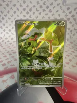 Pokemon TCG Caterpie Scarlet & Violet Holo Illustration Card 172/165 Rare LP (1) - Image 1