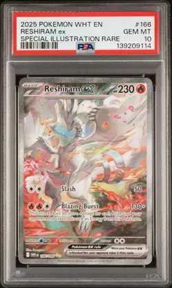 2025 POKEMON WHT EN-WHITE FLARE SPECIAL ILLUSTRATION RARE RESHIRAM EX PSA 10 - Image 1