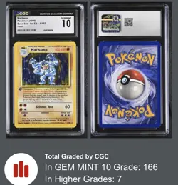 CGC 10 1999 Pokemon Base Set Machamp Holo 1st Edition #8/102 • POP 166 - Image 1