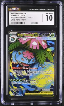 2025 Pokemon Mega Evolution Mega Venusaur ex #155/132 Ultra Rare CGC 10 GEM MINT - Image 1