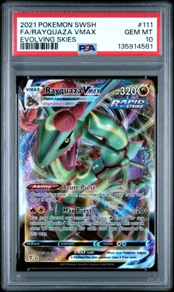2021 POKEMON SWORD & SHIELD EVOLVING SKIES #111 FULL ART/RAYQUAZA VMAX PSA 10 - Image 1