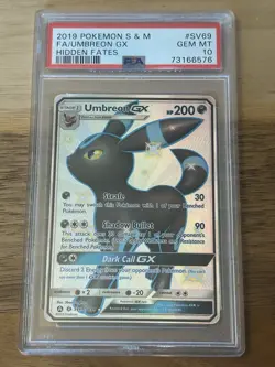 Pokemon Umbreon GX Hidden Fates Full Art #SV69 PSA 10 Gem Mint - Image 1