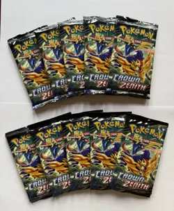 Pokemon TCG Crown Zenith Sealed Booster Pack Lot 10 Packs English - Image 1