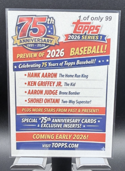 2026 Topps Series 1 Shohei Ohtani Funko Pop Prerelease Dealer Promo Card /99 - Image 2