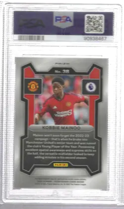 KOBBIE MAINOO 2023-24 PANINI PRIZM EPL MOJO PRIZM ROOKIE RC #38 PSA 10 GEM MINT - Image 2