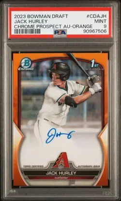 Jack Hurley 2023 Bowman Chrome Draft Orange Refractor Auto /25 PSA 9 MINT - Image 1