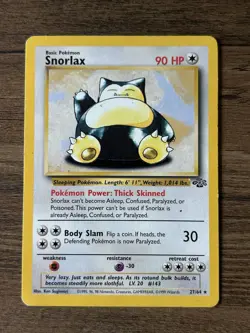 Jungle Snorlax 27/64 Non Holo Rare Vintage WOTC Card Heavy Play - Image 1