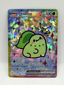 Derpy Pokemon Chikorita Special Doujin Holo Art Card - Image 1